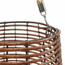 Article Lanterne en osier brun avec verre pour bougie, anse en corde, Ø24cm H34cm