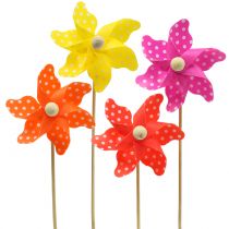 Moulin à vent mini couleurs assorties à pois Ø8cm 12pcs