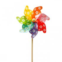 Piquet de Jardin Moulin à Vent Moulinet Décoration de Jardin Coloré Ø31cm H75cm