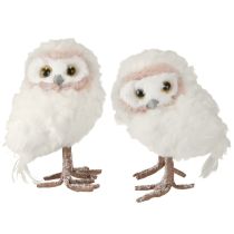 Article Décoration d&#39;hiver figurines décoratives de hibou à poser blanc 15 cm 2 pièces