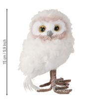 Article Décoration d'hiver figurines décoratives de hibou à poser blanc 15 cm 2 pièces