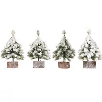 Article Décoration d'hiver Sapin de Noël en vert blanc Ø7cm H14cm 4pcs