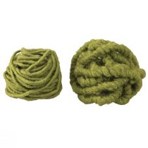 Article Cordon laine fil mèche polaire vert mousse L7m lot de 2