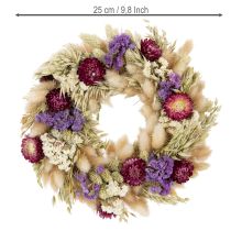 Article Couronne de fleurs séchées multicolores 25 cm pour décoration intérieure