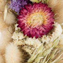Article Couronne de fleurs séchées multicolores 25 cm pour décoration intérieure