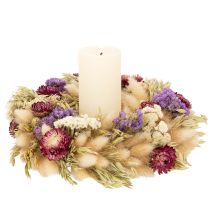 Article Couronne de fleurs séchées multicolores 25 cm pour décoration intérieure