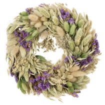 Article Couronne de fleurs séchées pour le printemps et l'été, pour la table et la porte d'entrée, pour les occasions spéciales avec des touches de couleur, 26 cm