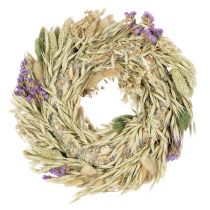 Article Couronne de fleurs séchées pour le printemps et l'été, pour la table et la porte d'entrée, pour les occasions spéciales avec des touches de couleur, 26 cm