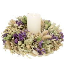 Article Couronne de fleurs séchées pour le printemps et l'été, pour la table et la porte d'entrée, pour les occasions spéciales avec des touches de couleur, 26 cm