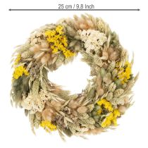 Article Couronne en fleurs séchées naturelles 25 cm pour décoration intérieure