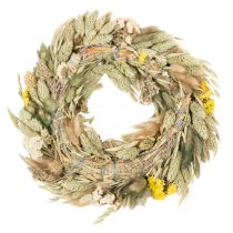Article Couronne en fleurs séchées naturelles 25 cm pour décoration intérieure
