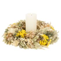 Article Couronne en fleurs séchées naturelles 25 cm pour décoration intérieure