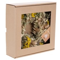 Article Couronne en fleurs séchées naturelles 25 cm pour décoration intérieure
