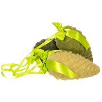 Article Zapfen décoratifs artificiels avec ruban et nœud 23 cm vert 3 pièces