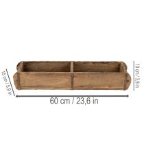 Article Plateau en bois à deux compartiments, forme brique authentique, idéal pour la maison ou le bureau, 60 cm