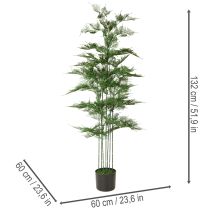 Article Kunstpflanze bambou vert 132 cm avec pot noir pour décoration intérieure