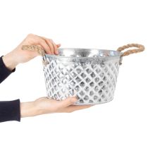 Article Bol décoratif en zinc, métal avec anse en corde, Ø 22 cm H 12 cm