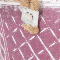 Article Zinc violet effet vintage avec poignées corde – Diamètre 24,5 cm, hauteur 14 cm