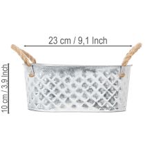 Article Bol ovale en zinc 23 cm x 12 cm H10,5 cm