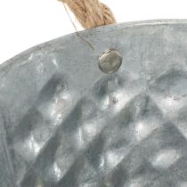 Article Bol ovale en zinc avec anses en corde, 27 cm x 17,5 cm, H 12 cm