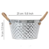 Article Coupe en métal zinc ronde avec poignées en corde Ø25cm H14cm