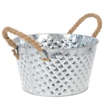 Article Coupe en métal zinc ronde avec poignées en corde Ø25cm H14cm