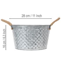 Article Bol rond en zinc avec anses en corde Ø28cm H16cm