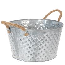 Article Bol rond en zinc avec anses en corde Ø28cm H16cm