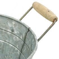 Bac en zinc bac à fleurs métal manche bois L57.5cm l31.5cm