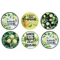 Article Sous-verres décoratifs en céramique citron ronds assortis Ø10,5cm 6pcs