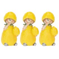 Article Figurines d'enfants citron, décoration de table estivale de style vintage, pour salon et balcon, 9 cm, lot de 3