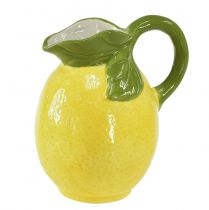 Vase citron cruche décorative en céramique jaune citron H18,5cm