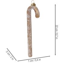 Article Zuckerstange en verre 22 cm avec décor de flocons de neige, bronze givré, décoration rétro Noël