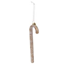 Article Zuckerstange en verre 22 cm avec décor de flocons de neige, bronze givré, décoration rétro Noël