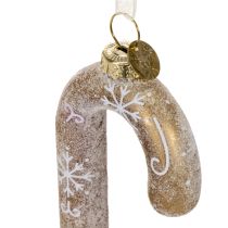 Article Zuckerstange en verre 22 cm avec décor de flocons de neige, bronze givré, décoration rétro Noël