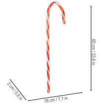 Article Zanneau en plastique imitation sucre 60 cm rouge et blanc lot de 3