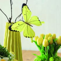 Article Branche décorative avec papillons jaunes en polyester, 75 cm