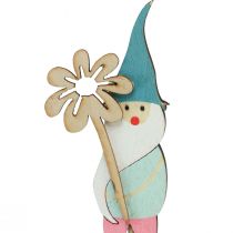 Article Décoration naine avec fleur bouchon de fleur bois 4×10,5cm 12pcs