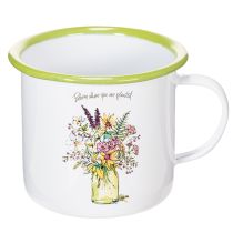 Article Tasse décorative en métal émaillé avec motif floral Ø11,5 cm H10 cm