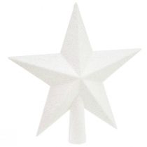 Article Cime de sapin blanche étincelante 19 cm - incassable et scintillante, parfaite pour des décorations de Noël élégantes