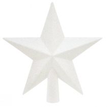 Article Étoile de sapin blanche étincelante 19 cm – Résistante et décorative