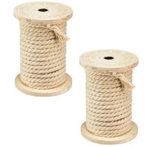 Article Cordon en coton cordon décoratif crème Ø5mm bobine en bois de 7m chacune 2 pièces