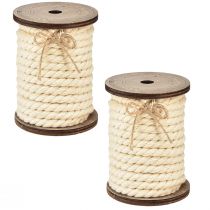 Article Cordon décoratif en coton crème Ø6mm 5m chacun 2pcs