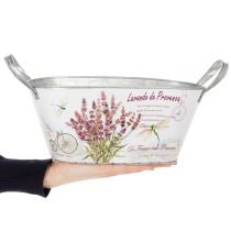 Article Coupe ovale en métal avec poignées motif lavande 32×15×15 cm