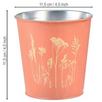 Article Cache-pot en métal abricot au motif floral H11,5 cm Ø11,5 cm
