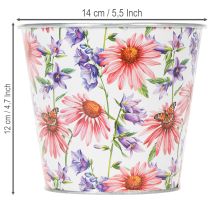 Article Pot de fleurs en métal décoratif Ø14cm H12,5cm avec motif floral