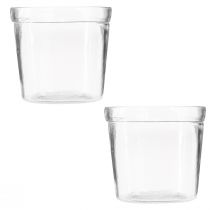 Article Pot de fleurs jardinière en verre transparent Ø11cm H10.5cm 2pcs