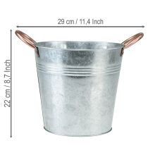 Article Pot à fleurs en métal avec poignées, finition zinc Ø21 cm H19,5 cm