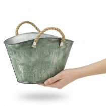 Article Pot de fleurs avec anses en jute, sac à main en métal, 31×20×17cm