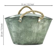 Article Pot de fleurs avec anses en jute, sac à main en métal, 31×20×17cm